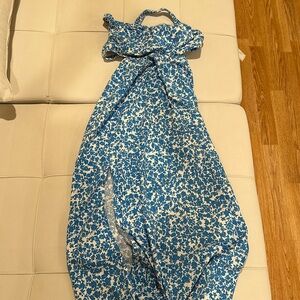 Zara Blue and white Sleeveless slit Maxi Dress Size -XS